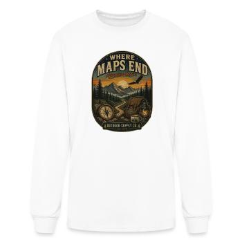 Where Maps End Adventure Begins, Vintage Mountain - Men's Long Sleeve T-Shirt - white - Front