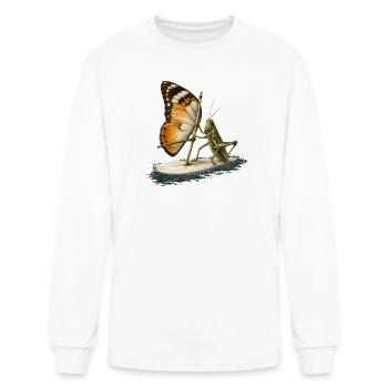 Grasshopper on a Surfboard with a Butterfly-Wing  - Men's Long Sleeve T-Shirt - white - Front