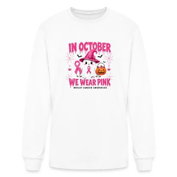 In October We Wear Pink Ghost Breast Cancer  - Men's Long Sleeve T-Shirt - white - Front