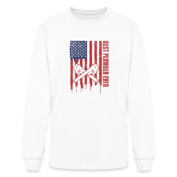 Best Plumber Ever USA Flag - Men's Long Sleeve T-Shirt - white - Front