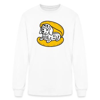 Skeleton Hot Dog Dachshund Halloween Funny Wiener  - Men's Long Sleeve T-Shirt - white - Front