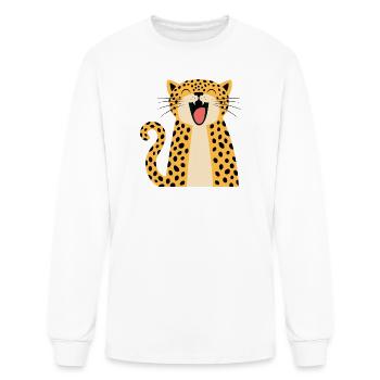 Cute Happy Smiling Wild Leopard Cartoon   - Men's Long Sleeve T-Shirt - white - Front