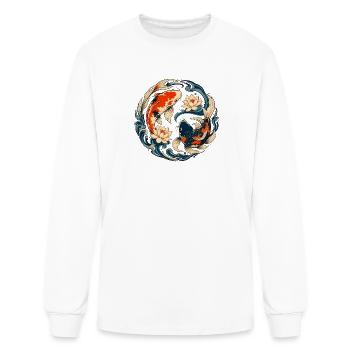 Koi Lotus Circular Yin Design - Men's Long Sleeve T-Shirt - white - Front