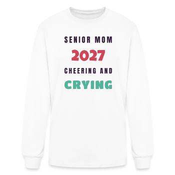 Senior Mom 2027 Cheering And Crying - Grad Gift - Men's Long Sleeve T-Shirt - white - Front