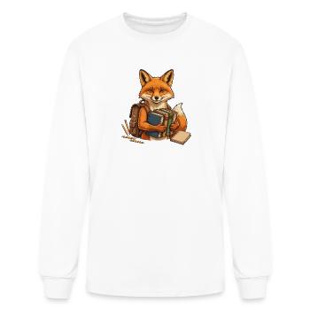 Cute Fox Student - Back To School Backpack - Men's Long Sleeve T-Shirt - white - Front