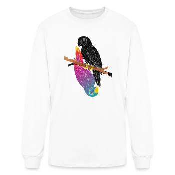 Two Parrots on a Branch Cartoon Design - Men's Long Sleeve T-Shirt - white - Front