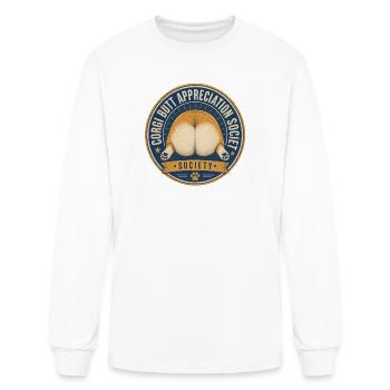 Corgi Butt Appreciation Society badge - Men's Long Sleeve T-Shirt - white - Front
