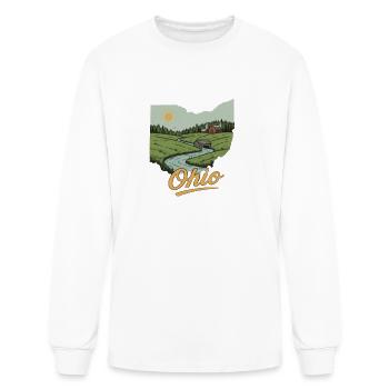 Ohio Countryside Vintage River Nature Scene - Men's Long Sleeve T-Shirt - white - Front
