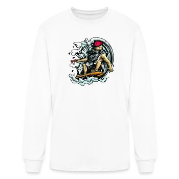 Bearded Surfer Wave Flyer - Men's Long Sleeve T-Shirt - white - Front