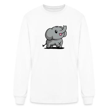Cute Baby Elephant Cartoon Vector Illustration - Men's Long Sleeve T-Shirt - white - Front