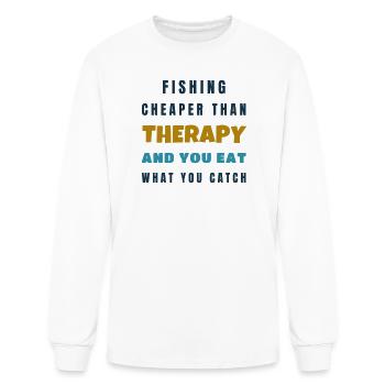 Fishing Cheaper Than Therapy - Fisherman Gift - Men's Long Sleeve T-Shirt - white - Front
