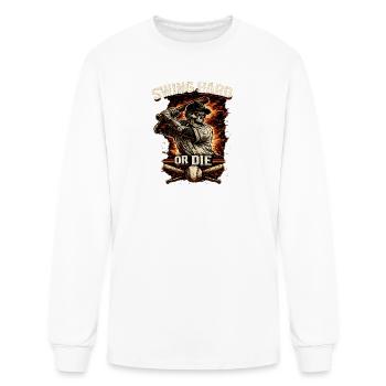 Swing Hard or Die Skull Baseball - Men's Long Sleeve T-Shirt - white - Front