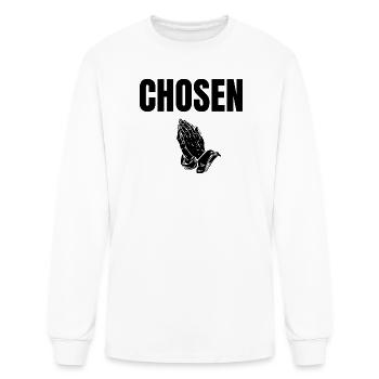 Chosen Vintage Faith Praying Hands Graphic Tee - Men's Long Sleeve T-Shirt - white - Front