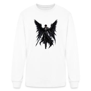 Dark Angel Warrior with Giant Black Wings - Men's Long Sleeve T-Shirt - white - Front