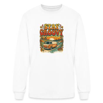 Stay Groovy Retro Van Sunset - Men's Long Sleeve T-Shirt - white - Front