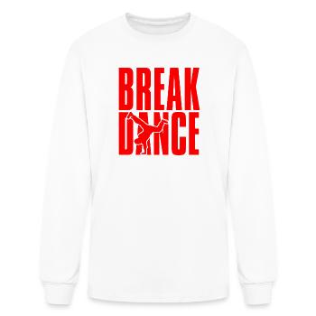 Break Dance Red Bold Text Silhouette Design - Men's Long Sleeve T-Shirt - white - Front