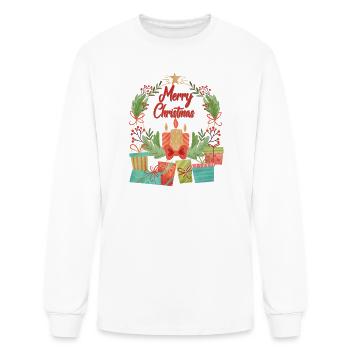 Couronne de Noël avec cadeaux - T-shirt à manches longues Homme - blanc - Devant