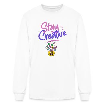 Retro Stay Creative Y2K Aesthetic Graphic Tee - Men's Long Sleeve T-Shirt - white - Front