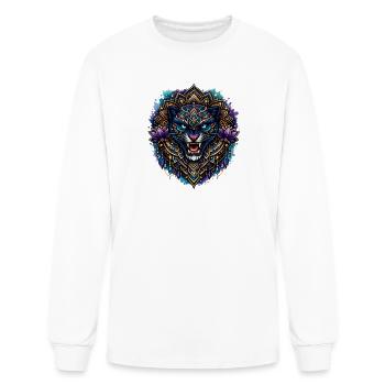 Mandala Panther Sacred Lotus Wildlife Art - Men's Long Sleeve T-Shirt - white - Front