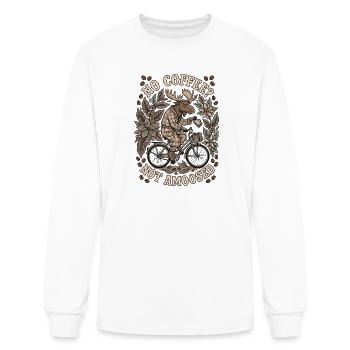 No Coffee Not Amused Moose Bicycle Humor - Men's Long Sleeve T-Shirt - white - Front