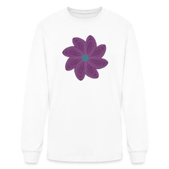 Purple Bloom Teal Center Flower - Men's Long Sleeve T-Shirt - white - Front