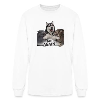 Not Again Pet Trio Laugh Tee - Men's Long Sleeve T-Shirt - white - Front