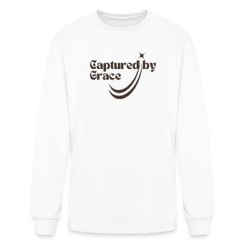 Captured By Grace Retro Star Christian Quote - Men's Long Sleeve T-Shirt - white - Front