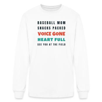 Baseball Mom Voice Gone Heart Full - Game Day - Men's Long Sleeve T-Shirt - white - Front