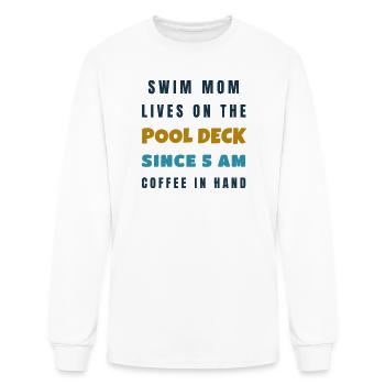 Swim Mom Lives On The Pool Deck - Swimming Gift - Men's Long Sleeve T-Shirt - white - Front
