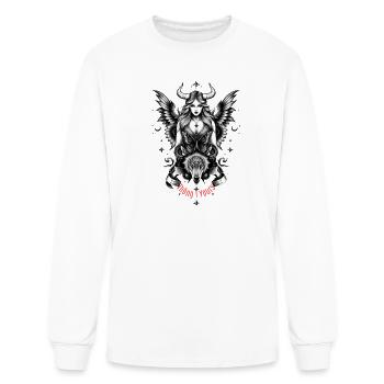 Horned Winged Goddess Wolf - Men's Long Sleeve T-Shirt - white - Front