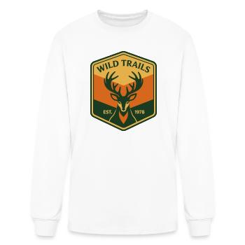 Wild Trails Deer Crest Patch - Men's Long Sleeve T-Shirt - white - Front
