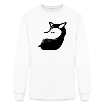 Minimalist Sleeping Deer Silhouette Vector - Men's Long Sleeve T-Shirt - white - Front