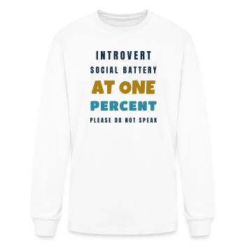 Introvert Social Battery At One Percent Gift - Men's Long Sleeve T-Shirt - white - Front