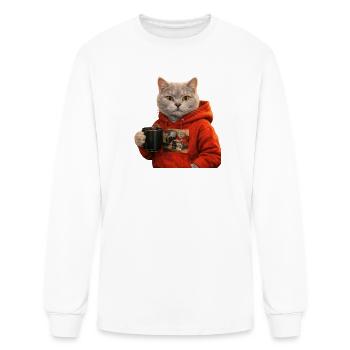 Cozy Cat Hoodie Portrait - Men's Long Sleeve T-Shirt - white - Front