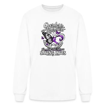 Sensibilisation à la surdose Ruban violet Sauvetage du papillon - T-shirt à manches longues Homme - blanc - Devant