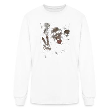 Ape Peace Sign in Rain - Men's Long Sleeve T-Shirt - white - Front