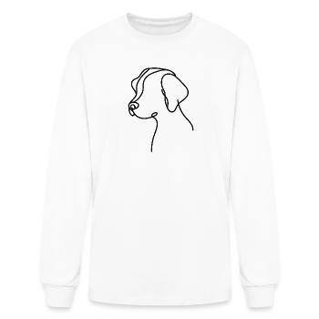 Floppy Eared Dog Sketch – Cute Animal Design - Men's Long Sleeve T-Shirt - white - Front