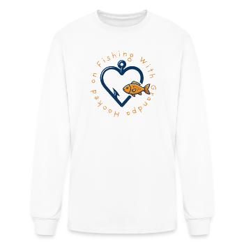 Hooked on Fishing Heart Logo - Men's Long Sleeve T-Shirt - white - Front