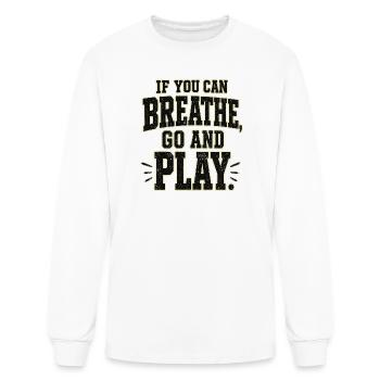 Never Stop Playing – Funny Volleyball Motivation - Men's Long Sleeve T-Shirt - white - Front