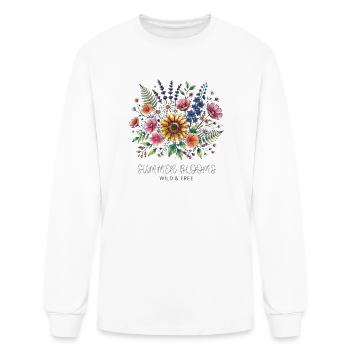Summer Blooms Wild & Free Floral Bouquet PNG - Men's Long Sleeve T-Shirt - white - Front