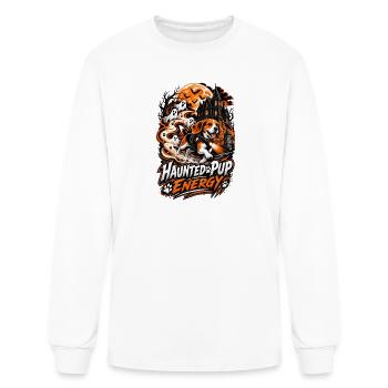 Haunted Pup Energy Beagle Halloween Shirt - Men's Long Sleeve T-Shirt - white - Front