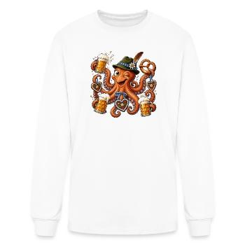 Octopus with Beer, Pretzel, and Gingerbread Hearts - Men's Long Sleeve T-Shirt - white - Front