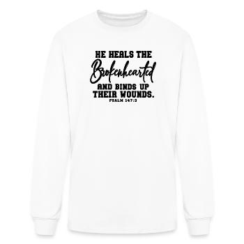 He Heals the Brokenhearted – Psalm 147:3 - Men's Long Sleeve T-Shirt - white - Front