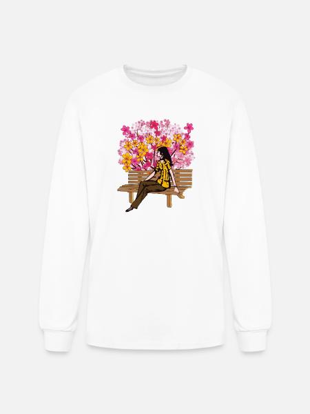 Floral Bloom Bench Serenity - Men's Long Sleeve T-Shirt - white