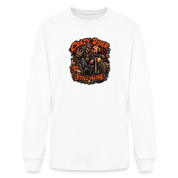 Shock Ride Halloween Pumpkin Motorcycle - Men's Long Sleeve T-Shirt - white - Front