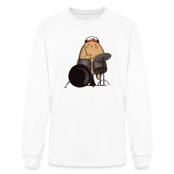 A cute cat Drummer  - Men's Long Sleeve T-Shirt - white - Front