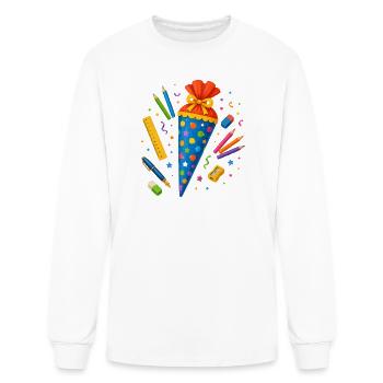 Colorful school cone with school supplies - Men's Long Sleeve T-Shirt - white - Front