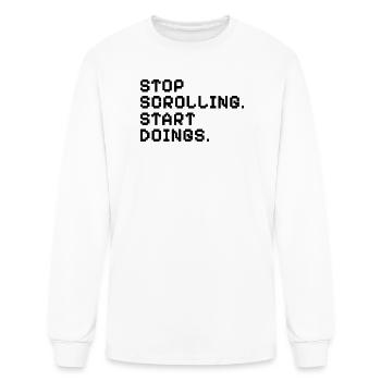 Stop Scrolling Start Doings Pixel Art Motivational - Men's Long Sleeve T-Shirt - white - Front