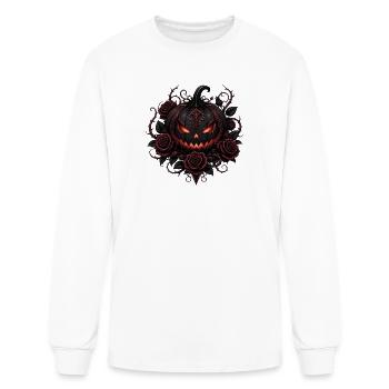 Crimson Gothic Pumpkin Amid Roses - Men's Long Sleeve T-Shirt - white - Front
