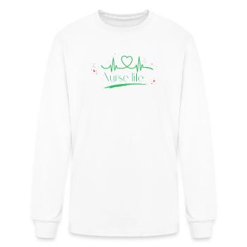 Nurse Life Heartbeat Logo Tee - Men's Long Sleeve T-Shirt - white - Front